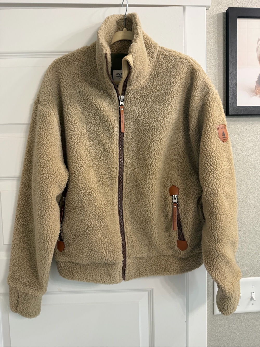 NWT Wanakome Taupe Teddy Sherpa Zip Jacket